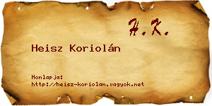 Heisz Koriolán névjegykártya
